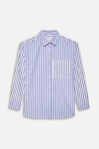 CAMISA ML FEM MIX LISTRAS SIMPLES MARINHO