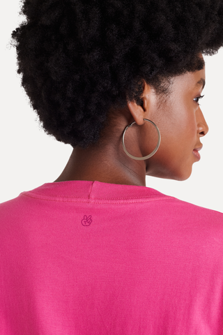 VESTIDO FEM MC T-SHIRT OVERSIZED SIMPLES ROSA PINK