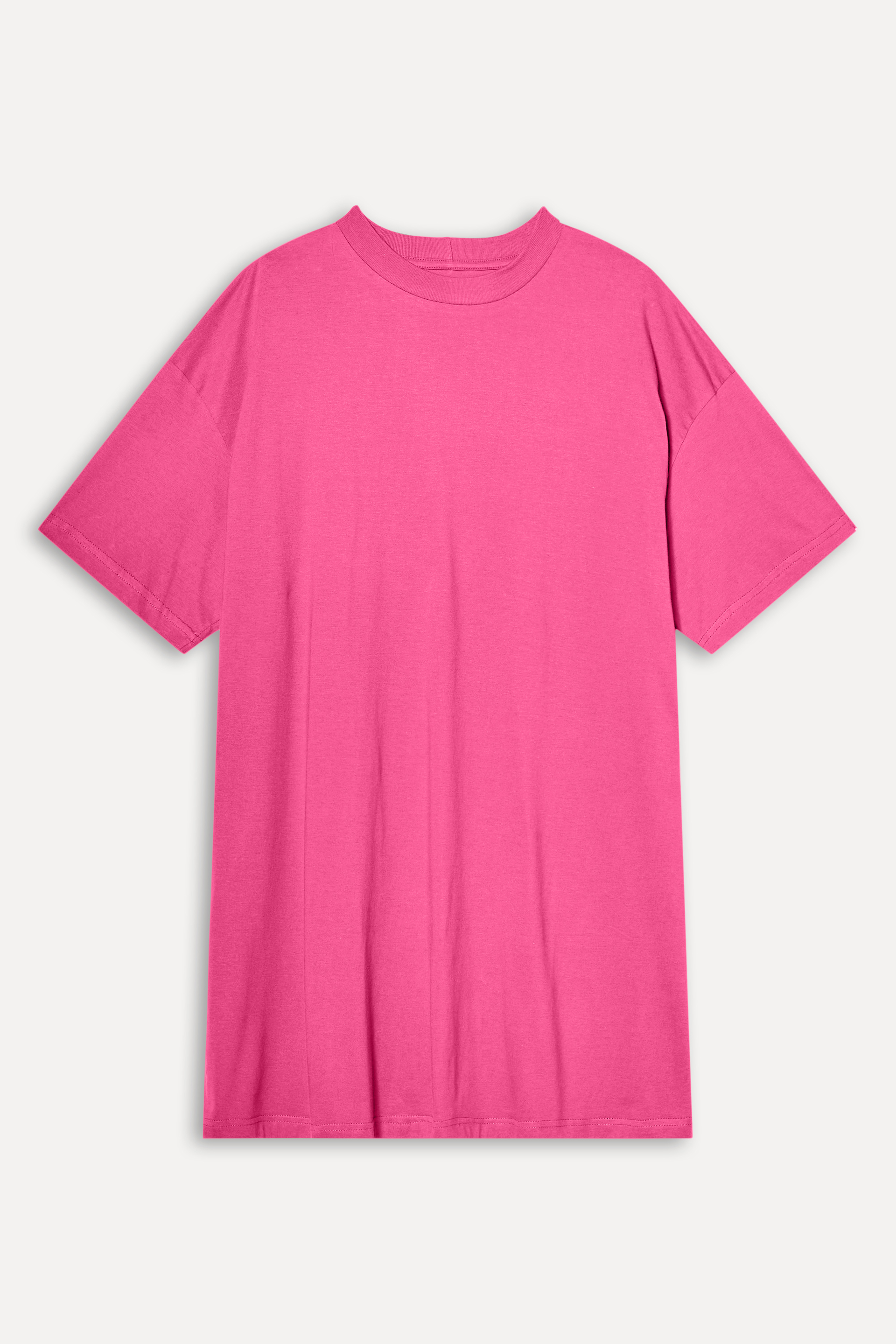 VESTIDO FEM MC T-SHIRT OVERSIZED SIMPLES ROSA PINK