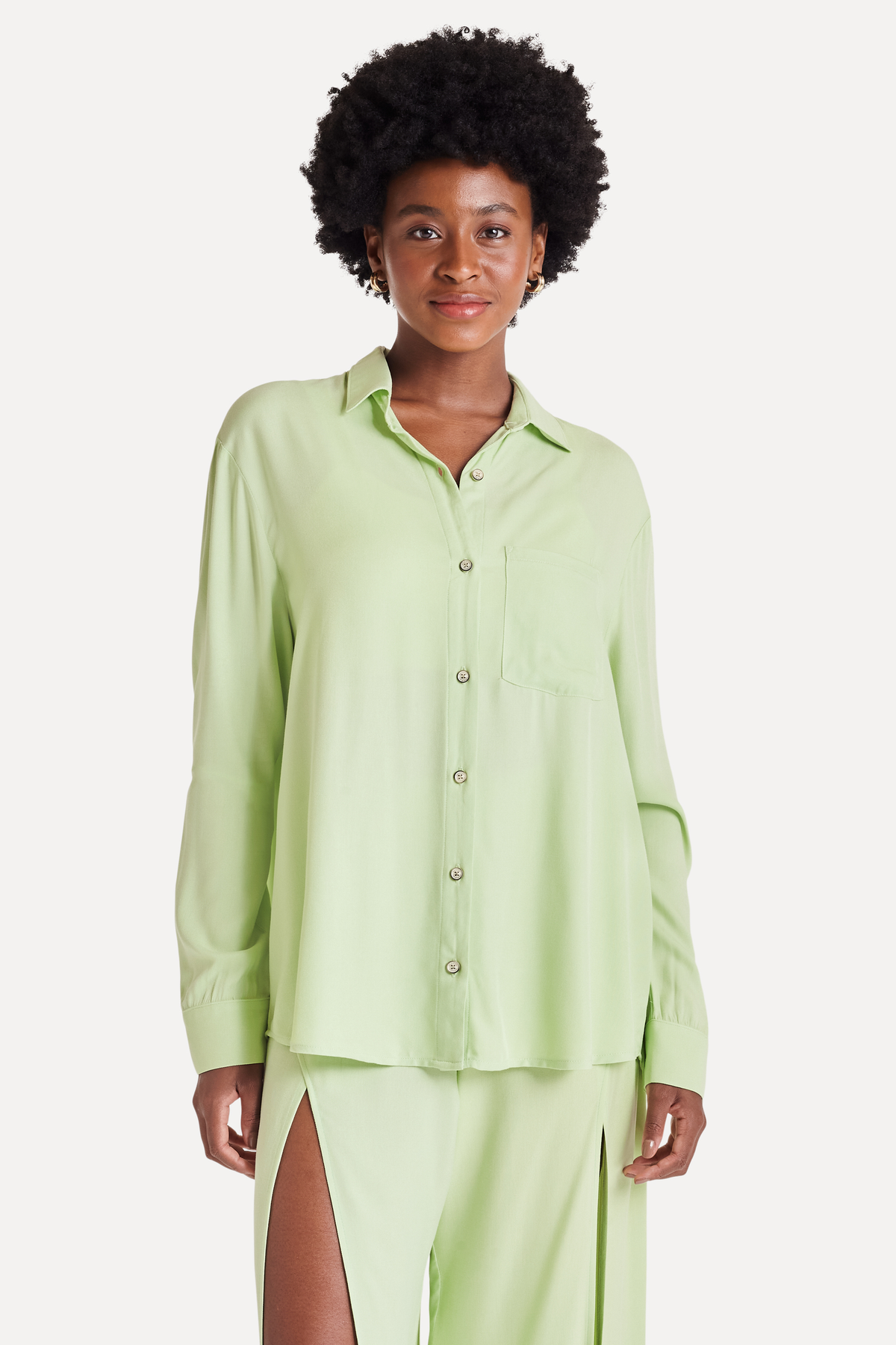 CAMISA ML FEM OVERSHIRT TRANCOSO SIMPLES LIMAO