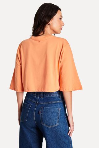 BLUSA CROPPED FEM MC SIMPLES CORAL