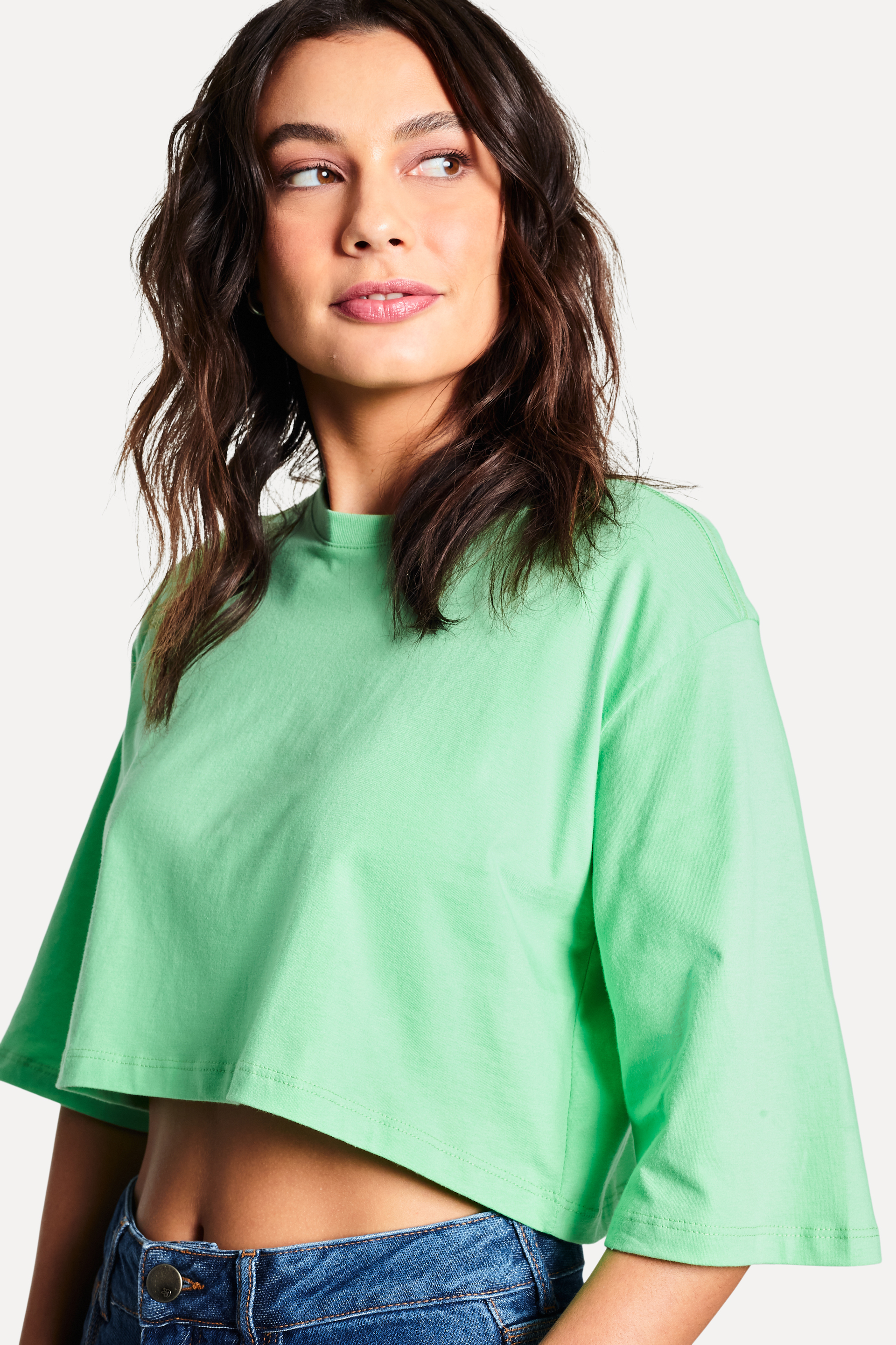 BLUSA CROPPED FEM MC SIMPLES LIMAO