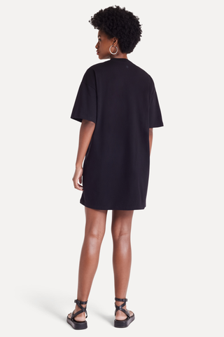 VESTIDO FEM MC T-SHIRT OVERSIZED SIMPLES PRETO