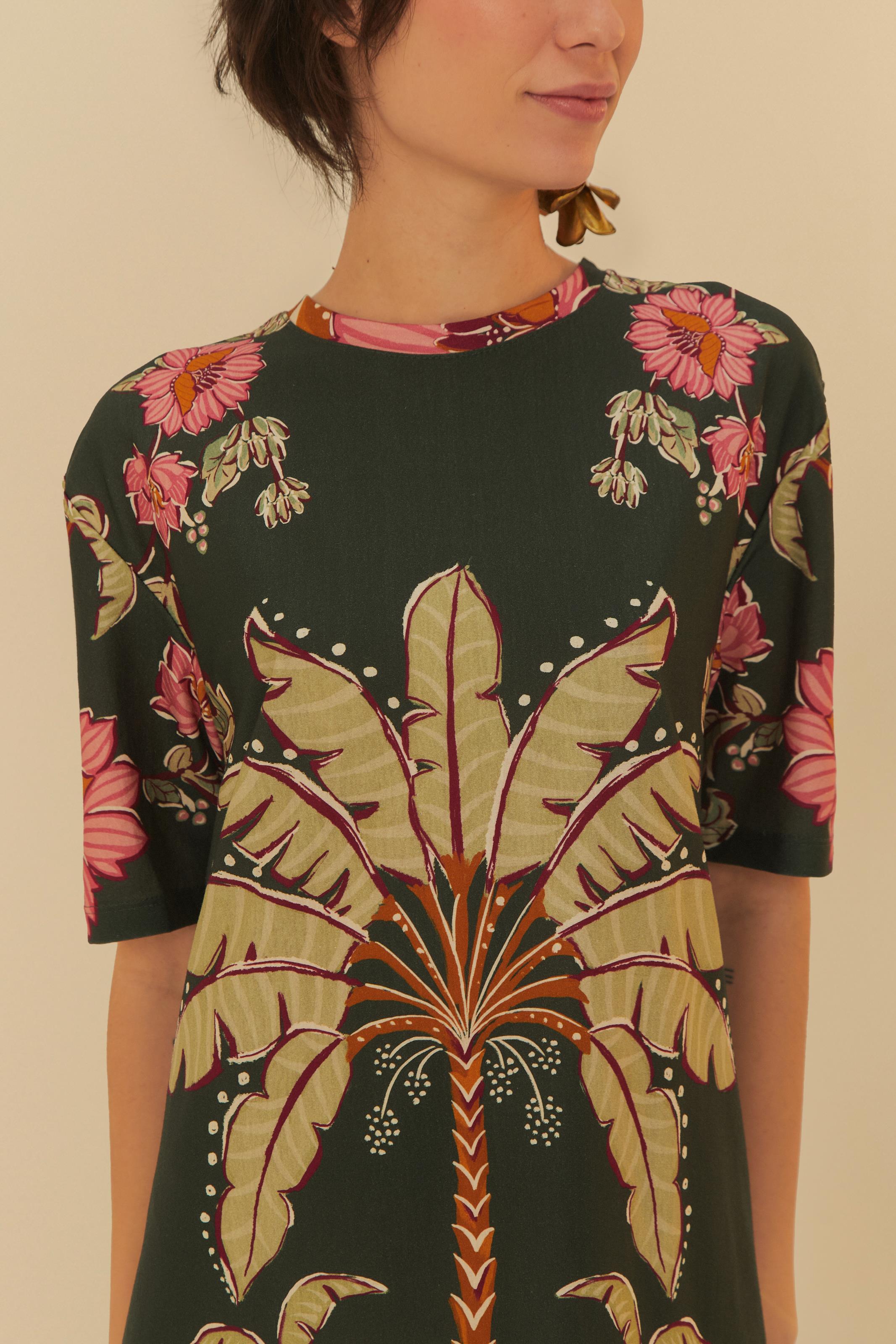 VESTIDO T-SHIRT RAVENALA FARM VERDE ESCURO