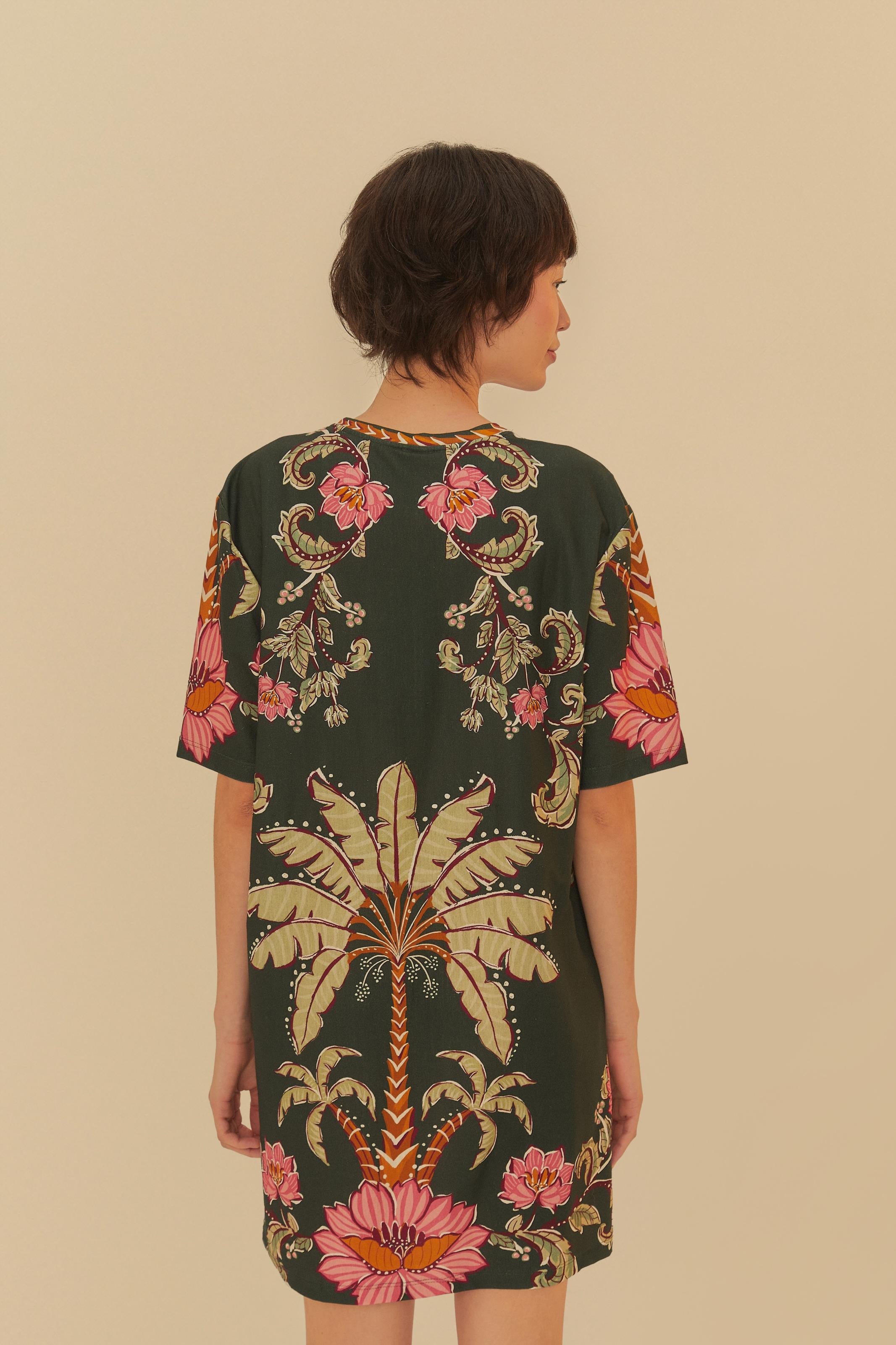 VESTIDO T-SHIRT RAVENALA FARM VERDE ESCURO