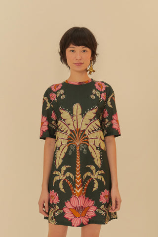 VESTIDO T-SHIRT RAVENALA FARM VERDE ESCURO