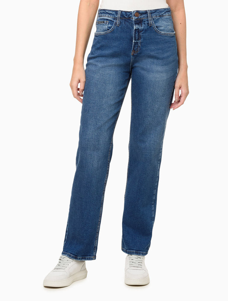 CALCA JEANS CKJ FEM STRAGHT CALVIN KLEIN AZUL MEDIO