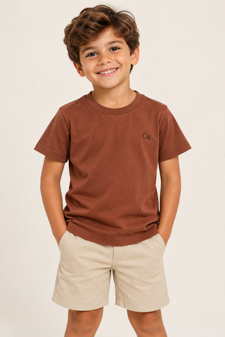 CAMISETA OGOCHI INF MC ESSENCIAL MARROM 1220