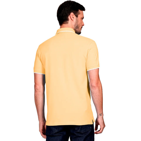 POLO MC MAS ARAMIS BASICA 4 FRISOS AMARELO DENTE/CAQUI