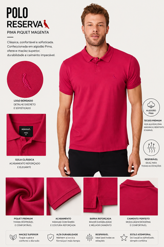 POLO RSV MASC MC PIMA PIQUET MAGENTA