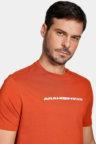 CAMISETA MAS ARAMIS BOLD ESPELHADO LARANJA FERRUGEM