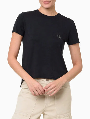 BLUSA CKJ FEM MC VISCOLYCRA PRETO