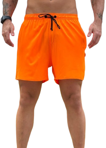 SHORT PRAIA RSV MAS LISO BASICO LARANJA FLUOR