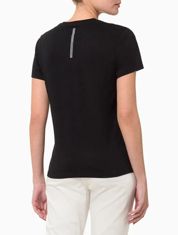 BLUSA CKJ FEM MC LOGO BORDADO PRETO