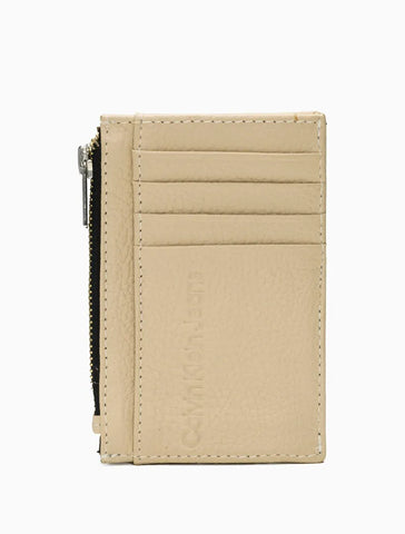 PORTA CARTAO ZIPER CKJ FEM QUEIMA CK AREIA