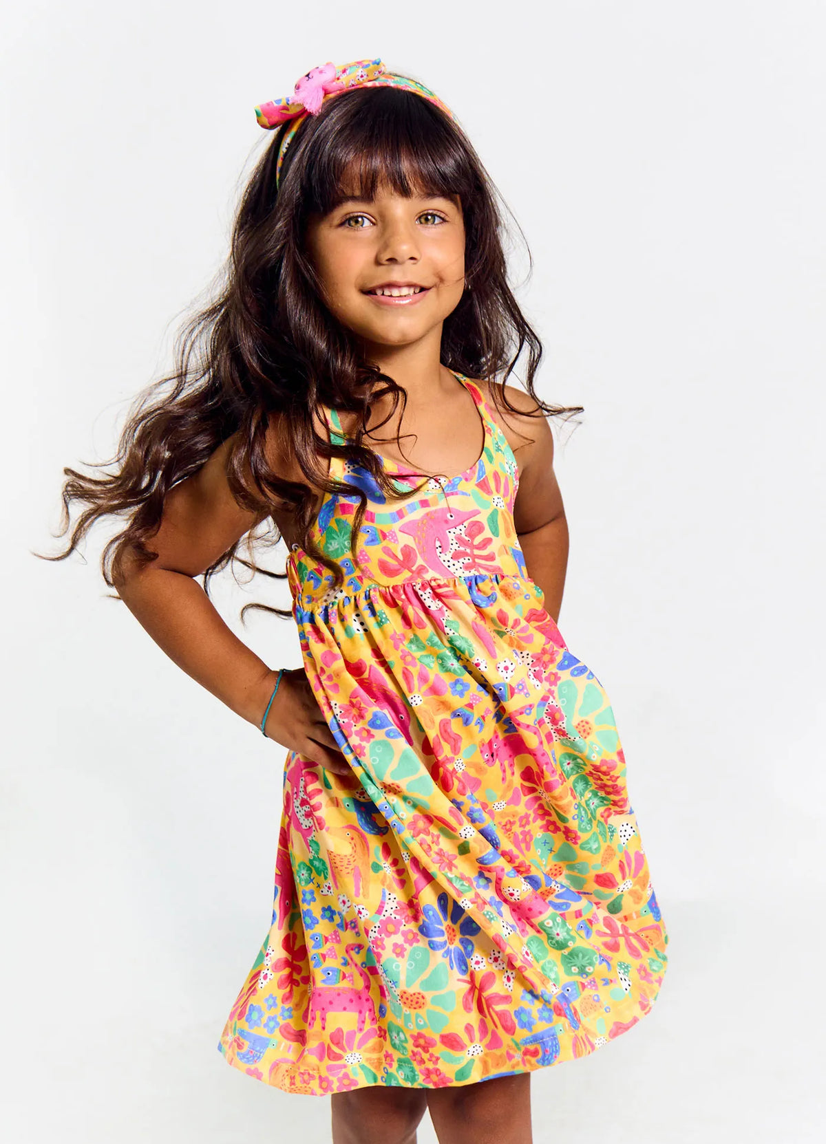 VESTIDO ALCA BRASIL EM CORES ALPHABETO AMARELO