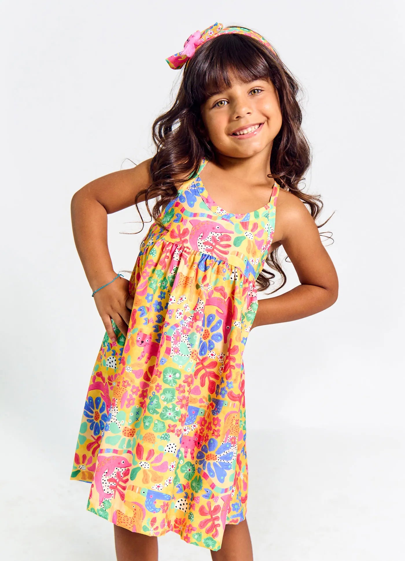 VESTIDO ALCA BRASIL EM CORES ALPHABETO AMARELO