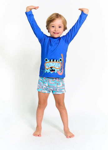 BLUSA UV MAS ML WILD CATS AZUL SONIC