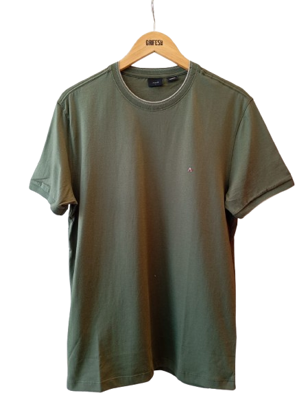 CAMISETA MAS MC BASICA FRISO GOLA ARAMIS MILITAR/CINZA