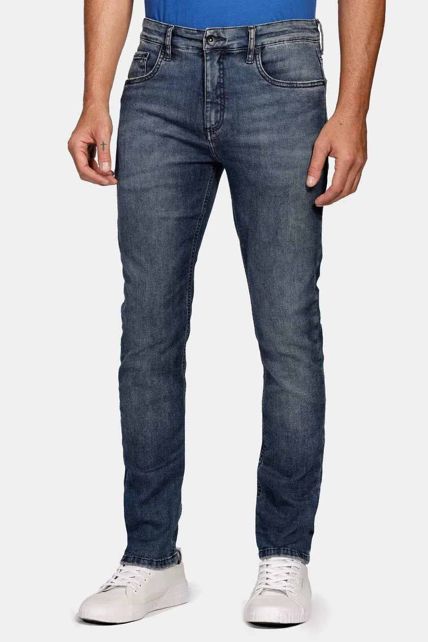 CALCA MAS JEANS SLIM FLEX AND DRY STONE AZUL ESCURO