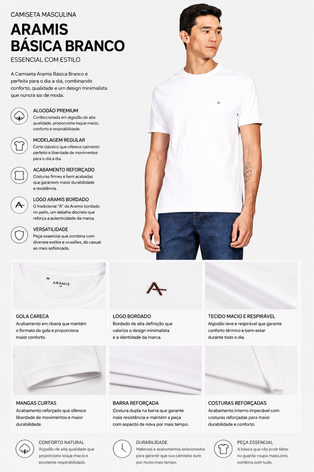 CAMISETA MAS MC ARAMIS BASICA BRANCO