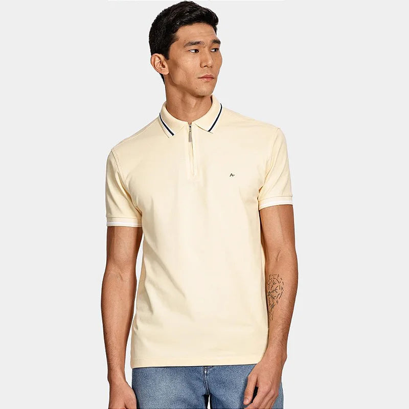 POLO MAS MC PIQUET NEW CLASSIC AMARELO DENTE LEAO