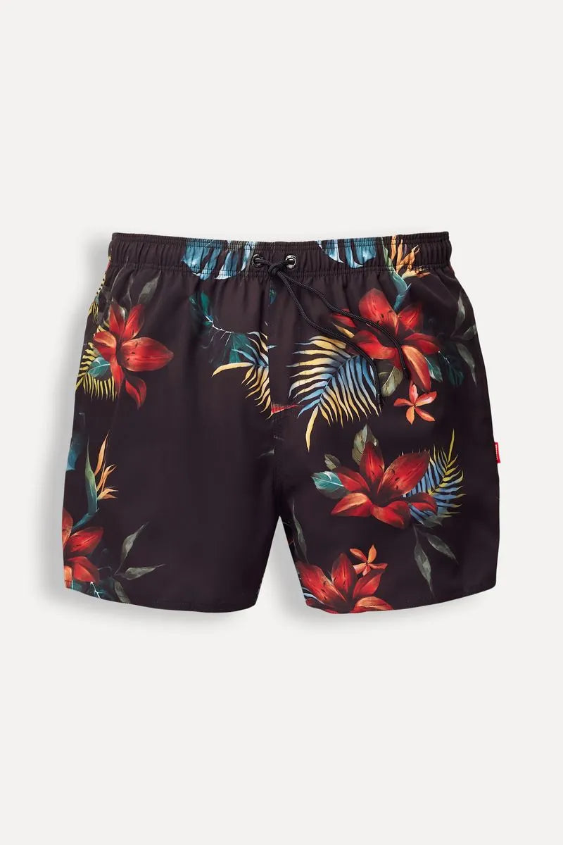 SHORT RSV MAS PRAIA ESTAMPADO TROPICAL PRETO