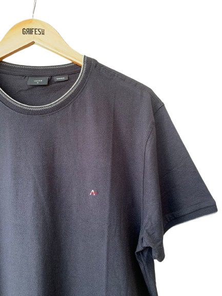 CAMISETA MAS MC BASICA FRISO GOLA ARAMIS PRETO/CINZA