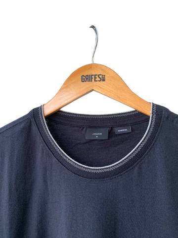 CAMISETA MAS MC BASICA FRISO GOLA ARAMIS PRETO/CINZA