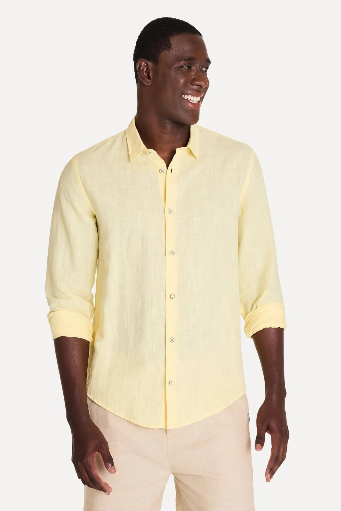 CAMISA MAS ML LINHO SIMPLES AMARELO