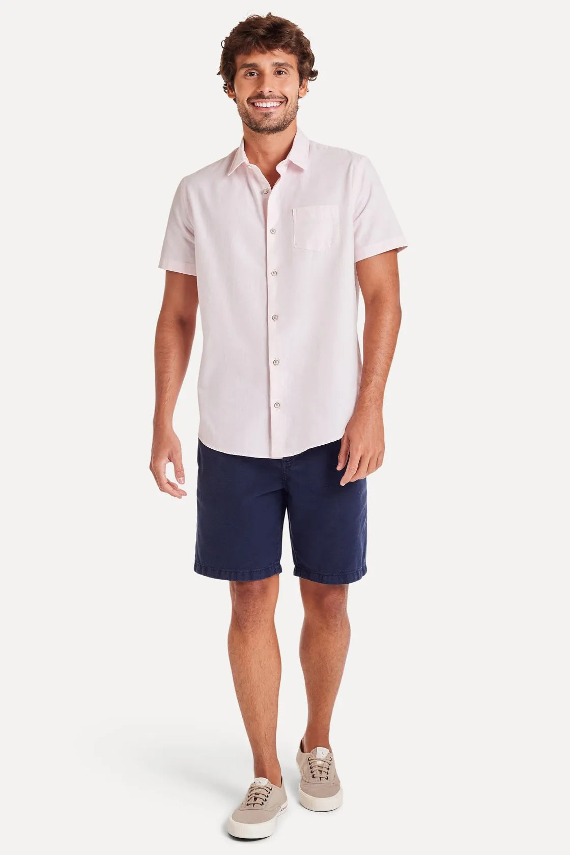 CAMISA MASC MC OXFORD SIMPLES ROSA