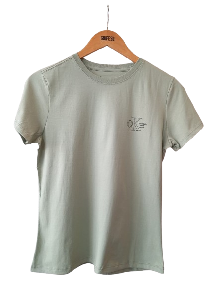 BLUSA CKJ FEM MC SUSTAIN LOGO CK VERDE