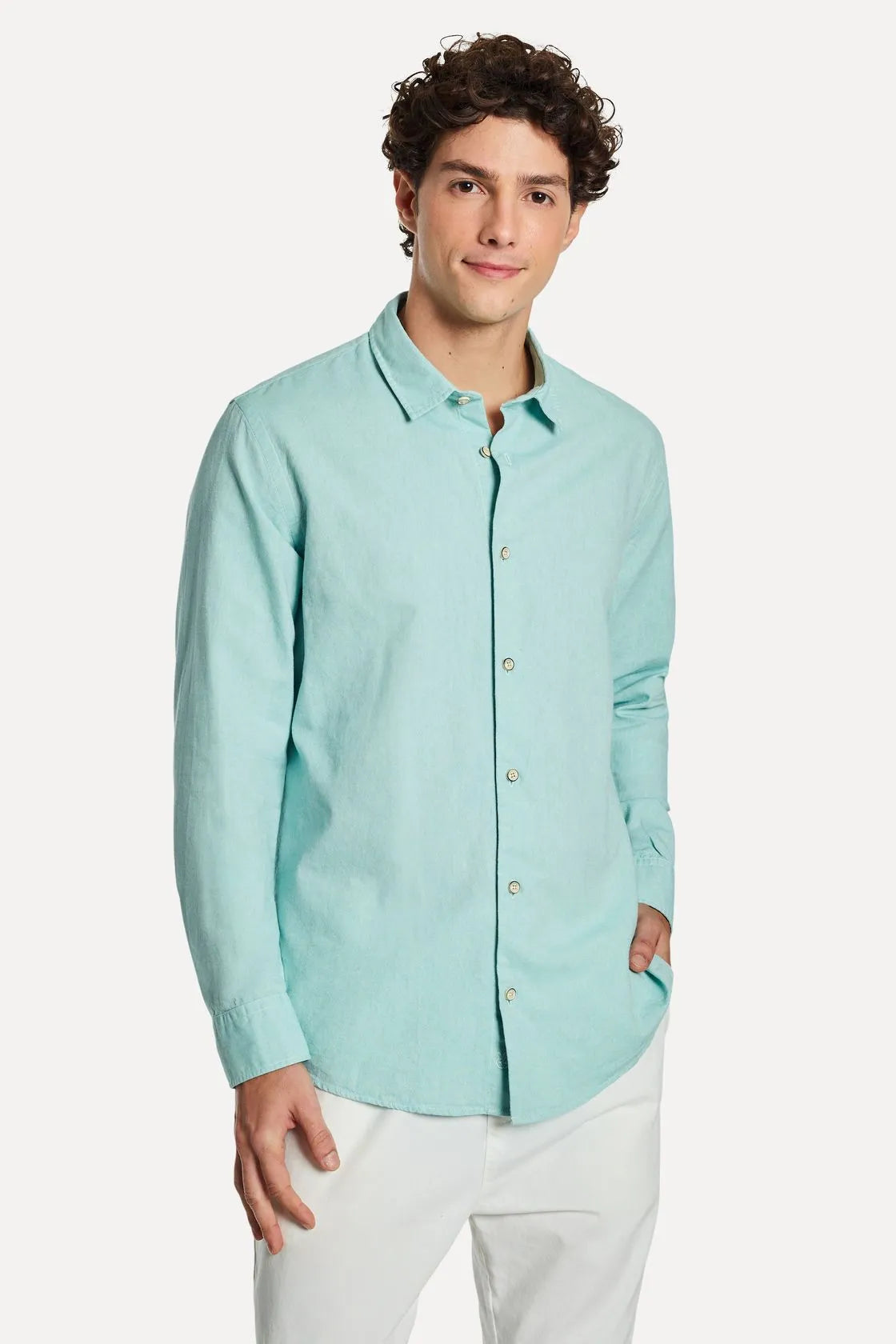 CAMISA MAS ML OXFORD SIMPLES ACQUA