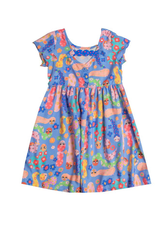 VESTIDO MC BONECAS E FLORES AZUL