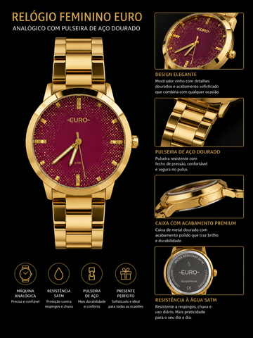 RELOGIO FEM ANAL MT E PULS ACO DOURADO DOURADO