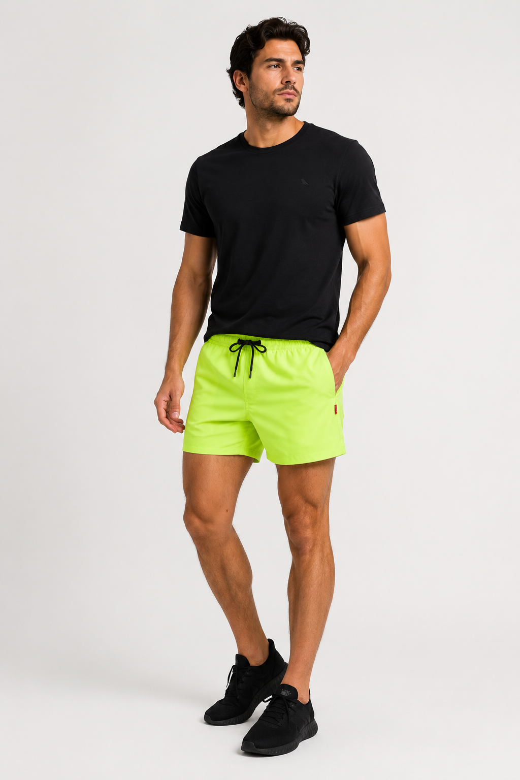 SHORT PRAIA RSV MAS LISO BASICO VERDE FLUOR