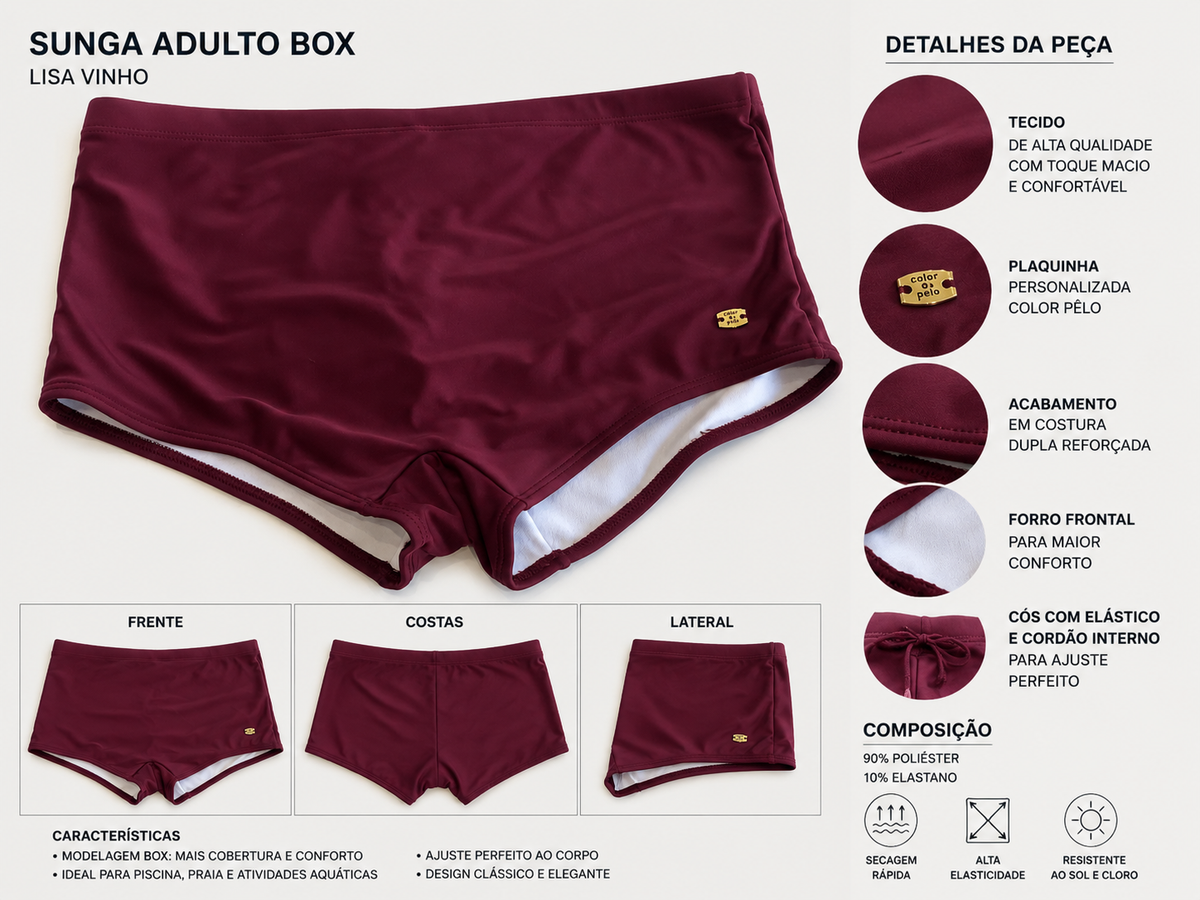 SUNGA ADULTO BOX LISA VINHO