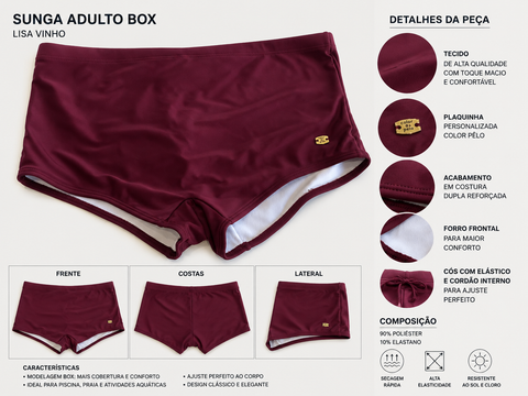 SUNGA ADULTO BOX LISA VINHO