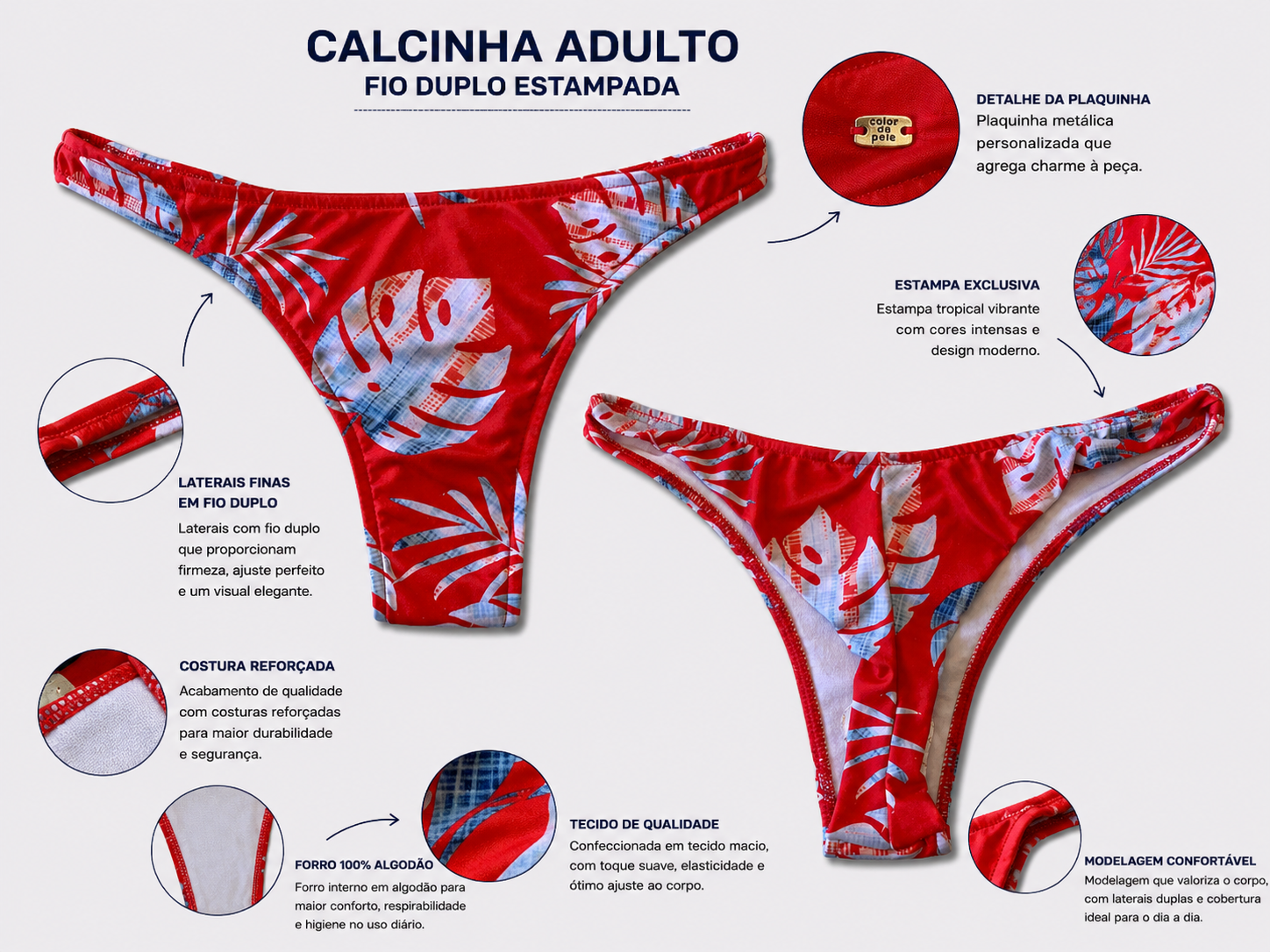 CALCINHA ADULTO FIO DUPLO ESTAMPADA ESTAMPADO