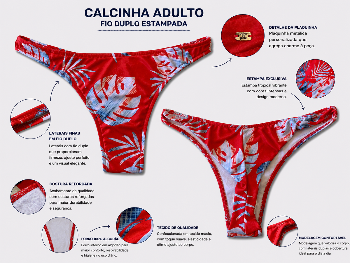 CALCINHA ADULTO FIO DUPLO ESTAMPADA ESTAMPADO