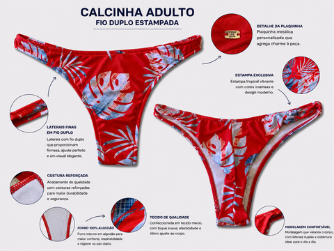 CALCINHA ADULTO FIO DUPLO ESTAMPADA ESTAMPADO