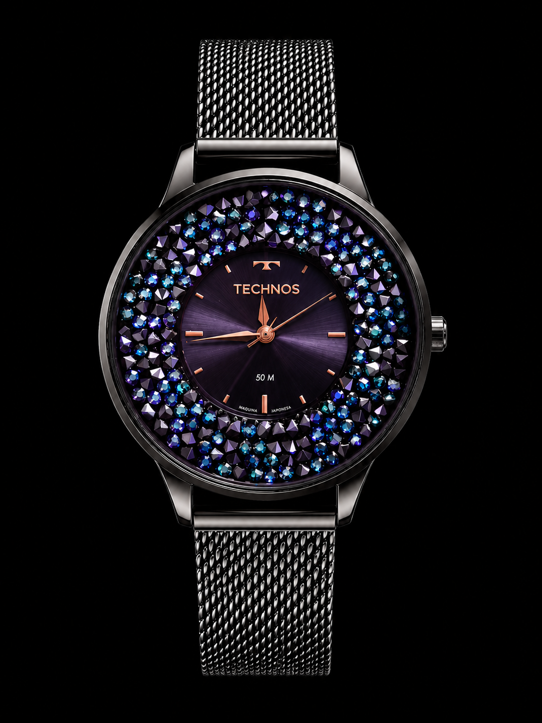 RELOGIO FEM ELEGANCE CRYSTAL CX E PULS P PRETO