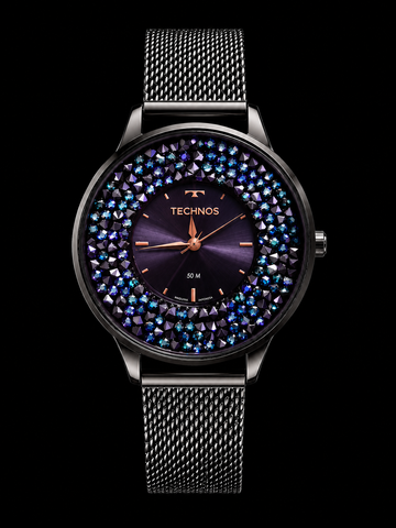 RELOGIO FEM ELEGANCE CRYSTAL CX E PULS P PRETO
