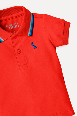 POLO RSV MINI BB MAS MC PIQUET 3 FRISOS VERMELHO