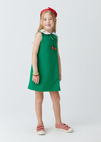 VESTIDO MALHA DET GOLA FORMANDO CEREJA VERDE BANDEIRA