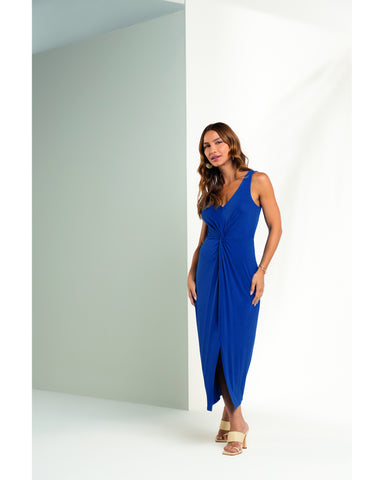 VESTIDO SM EM MALHA DE VISCOSE AZUL