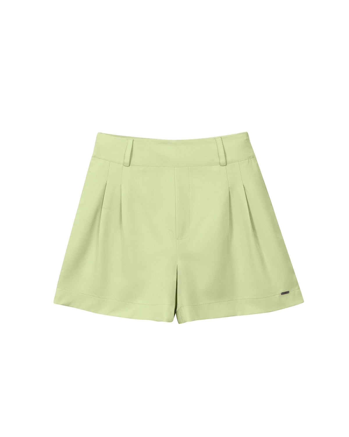 SHORT FEM EM TECIDO PLANO CREPE VERDE CLARO