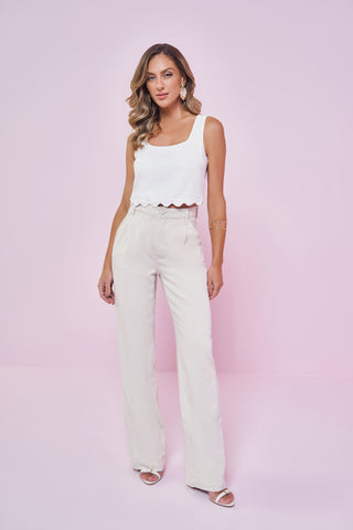 TOP DE ALCA EM PLANO LINEN BRANCO