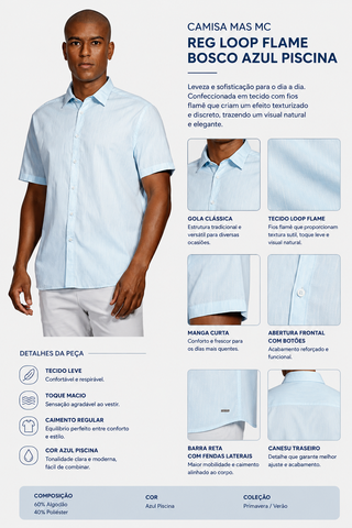 CAMISA MAS MC REG LOOP FLAME BOSCO AZUL PISCINA