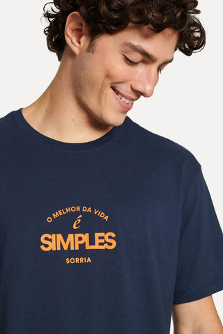 CAMISETA MAS MC EST SORRIA SIMPLES MARINHO